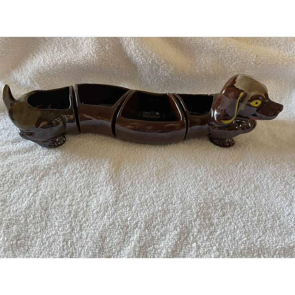 Vintage MCM 4PC Dachshund Party/Snack Set - NICE~ Customizable - Picture 1 of 4